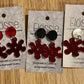 *Earrings Acrylic Red Mirror Flower Dangles