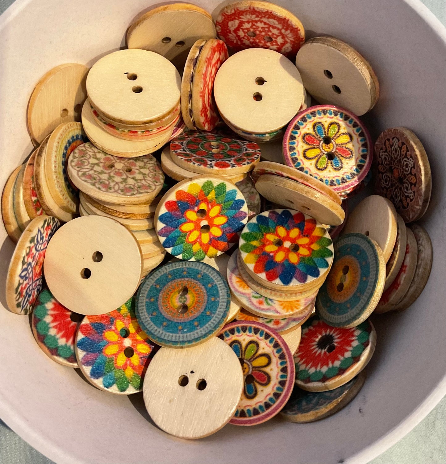 *Loose Buttons -Wooden Printed Designs