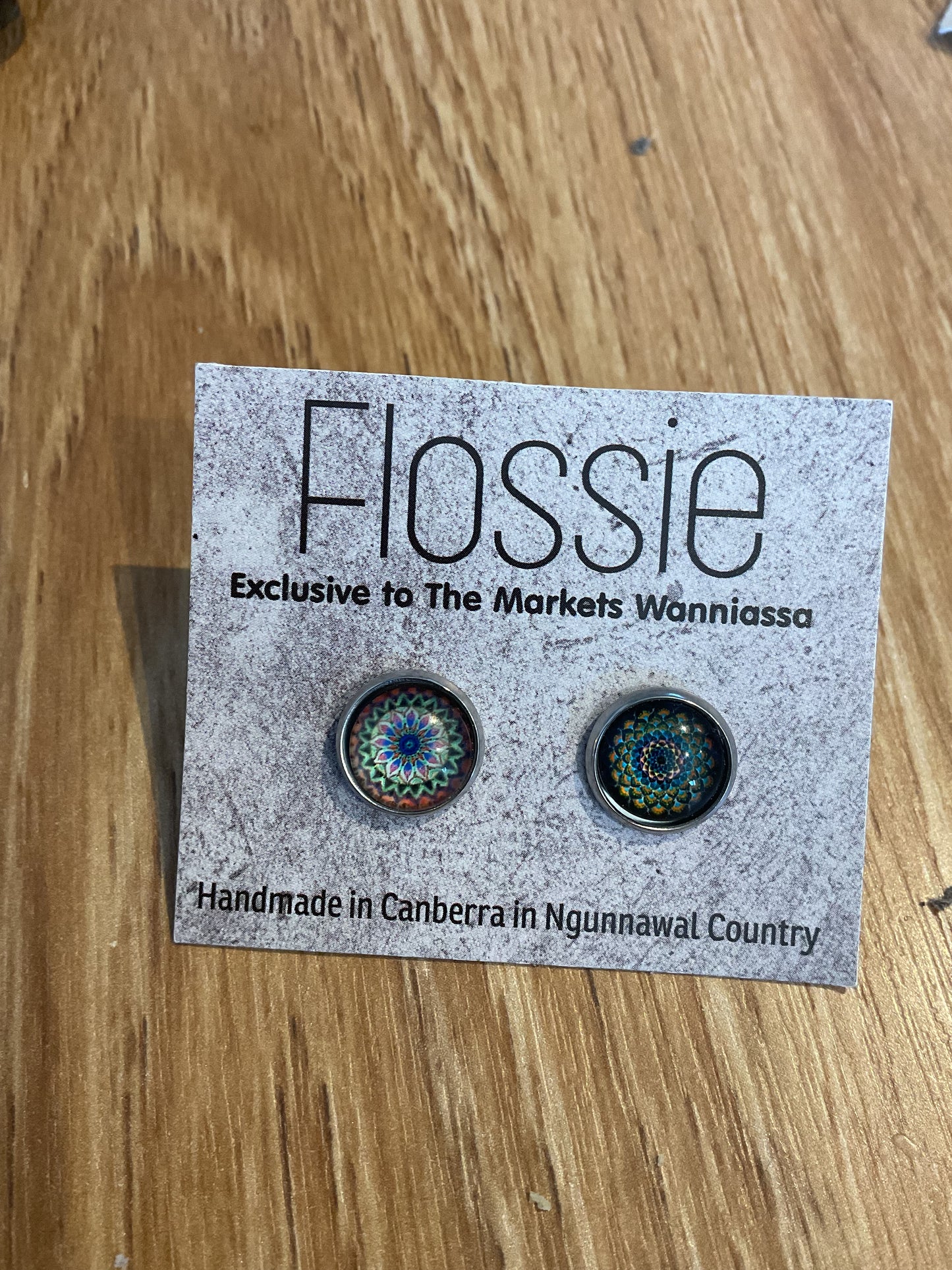 *Earrings Mandala Glass Dome Studs