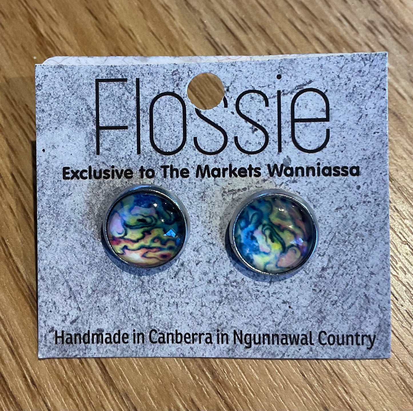 *Earrings Watercolour Glass Dome Studs