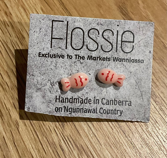 *Earrings Pink Fish Studs
