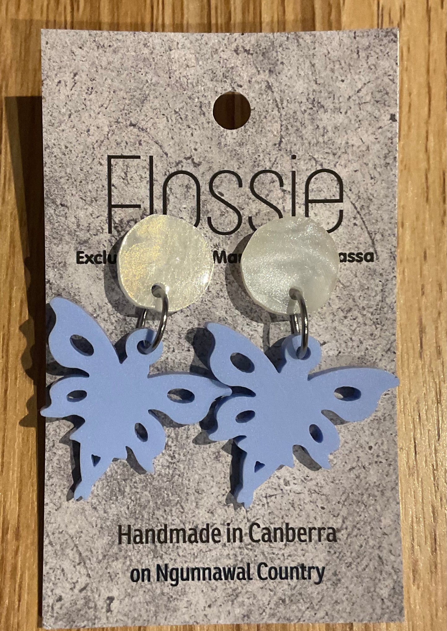 *Earrings Acrylic Purple Butterflies Dangles