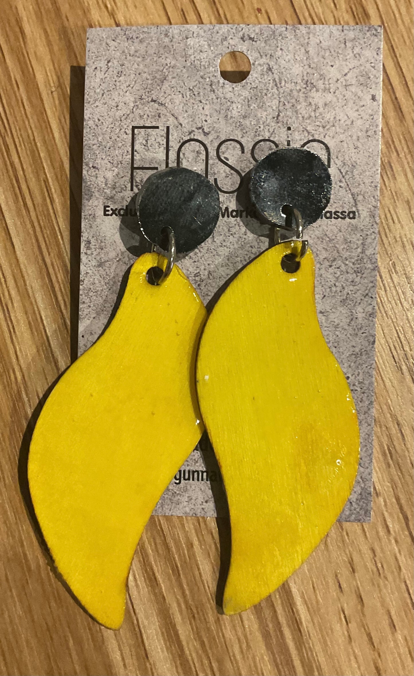 *Earrings Hand Painted Yellow Resin Dangles