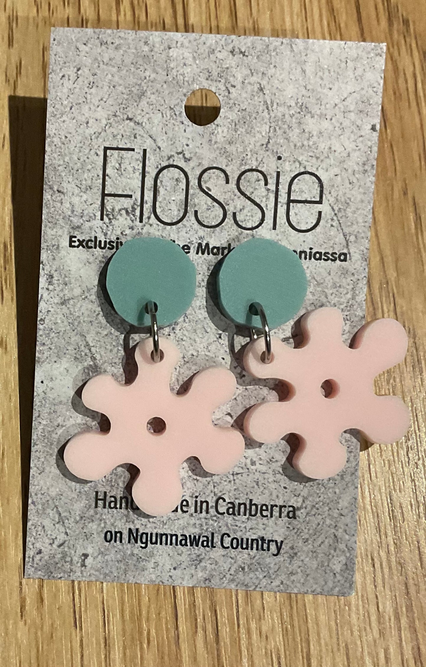 *Earrings Acrylic Baby Pink Flower Dangles