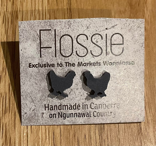 *Earrings Grey Chicken Studs