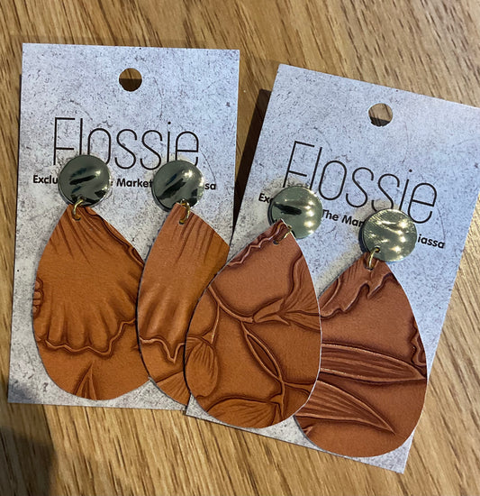 *Earrings Embossed Faux Leather Dangles