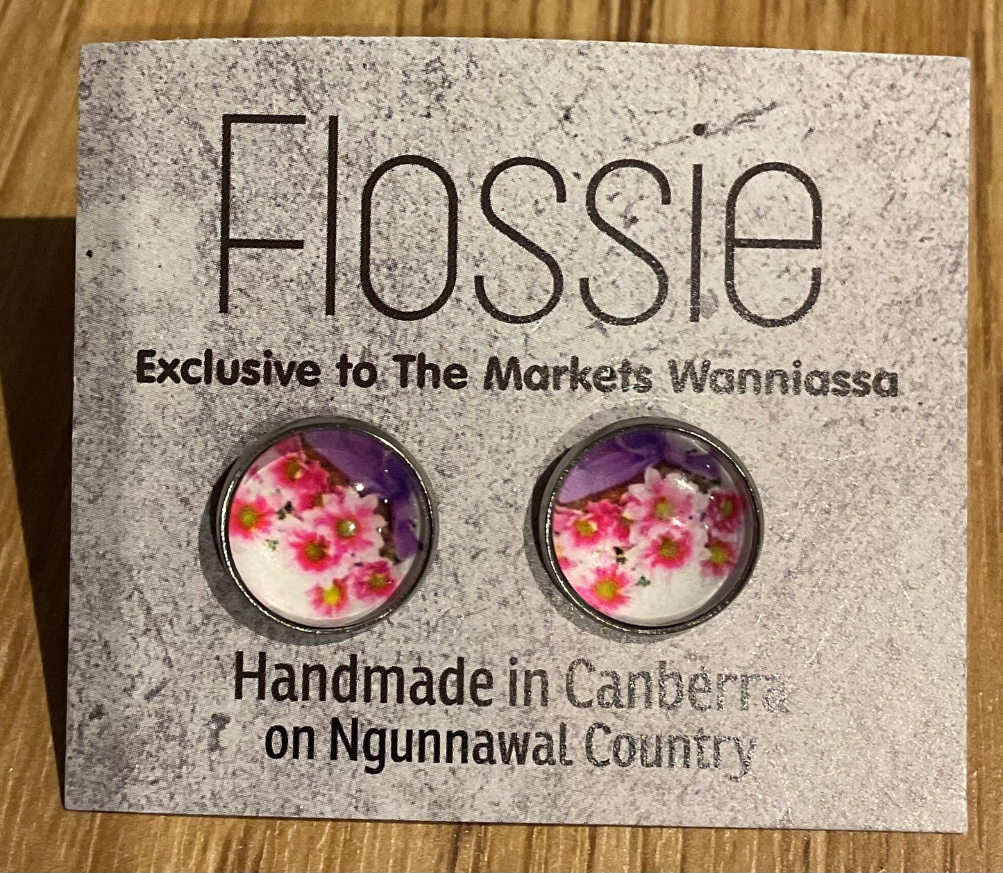 *Earrings Pink Bloom Glass Studs