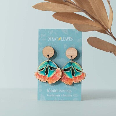 Wooden Red Gum Statement Earrings