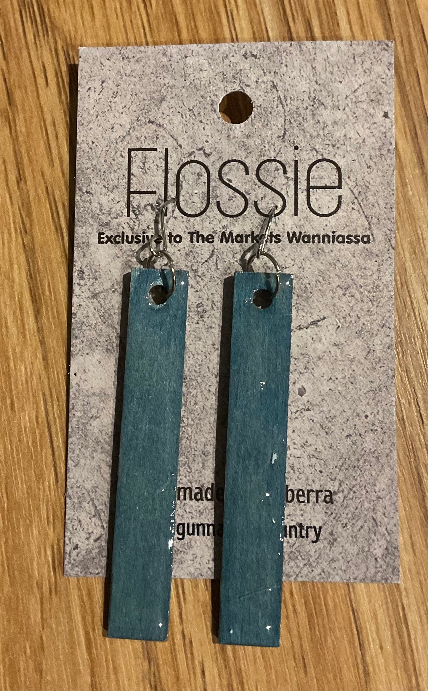 *Earrings Hand Painted Soft Blue Resin Dangles