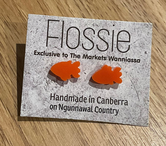 *Earrings Orange Goldfish Studs