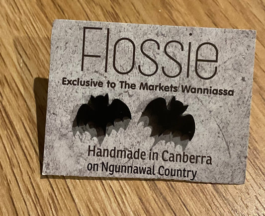 *Earrings Black Bat Studs