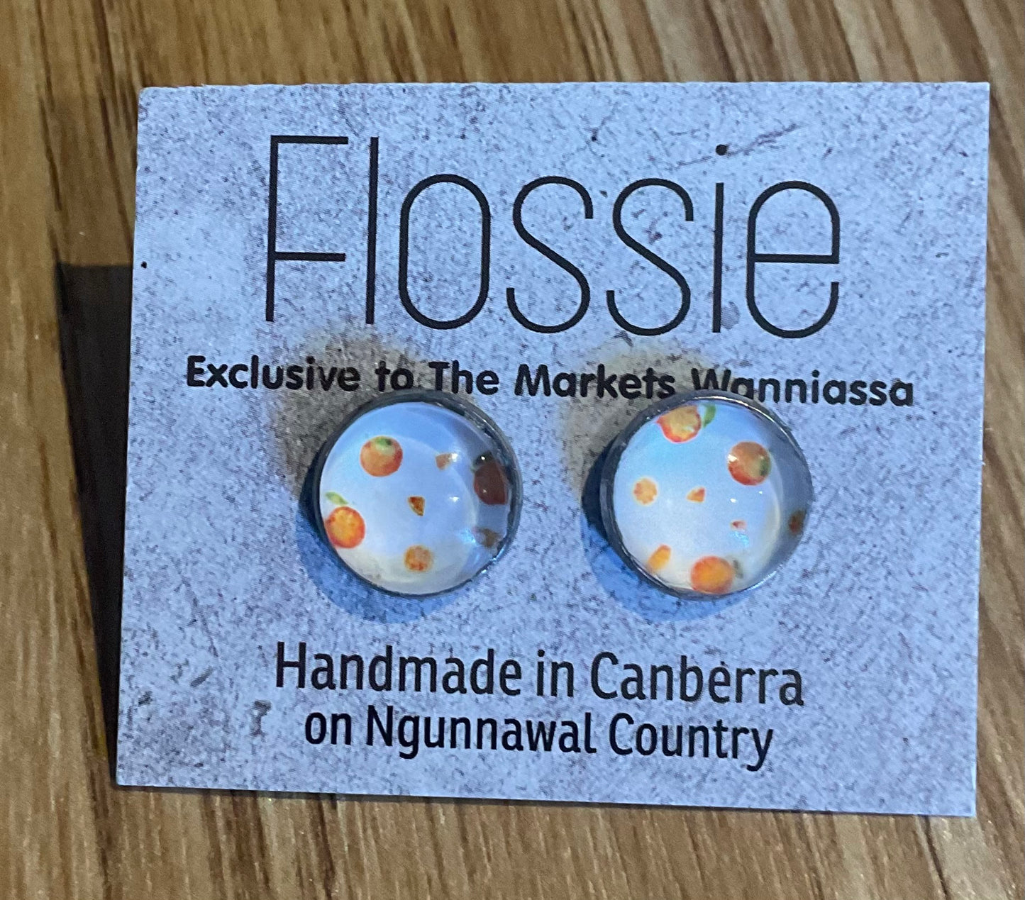 *Earrings Peach Glass Dome Studs