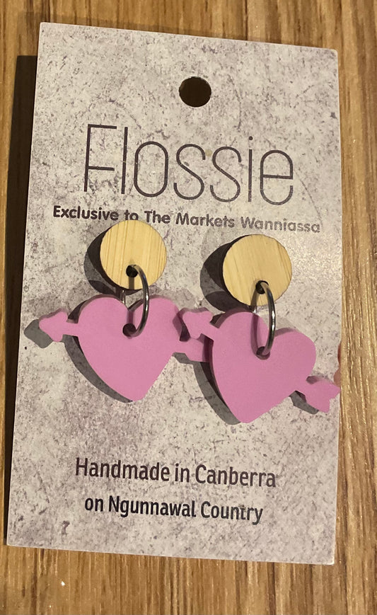 *Earrings Acrylic Pink Hearts Dangles