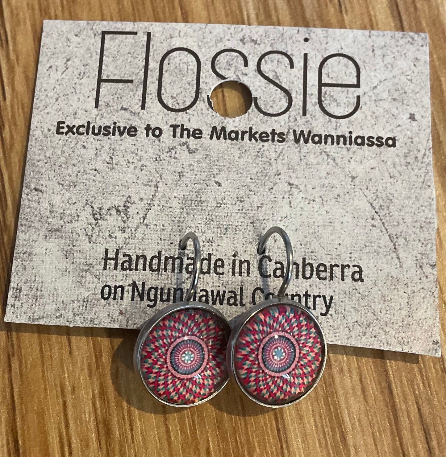 *Earrings Glass Dome Dangles Mandala