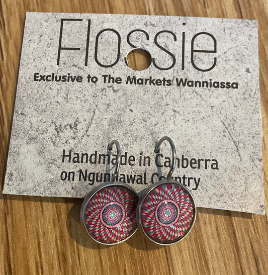 *Earrings Glass Dome Dangles Mandala