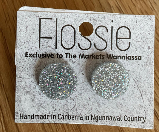 *Earrings Silver Glitter Studs