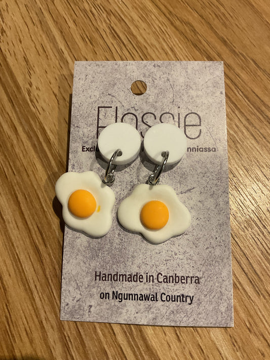 *Earrings Fried Egg Dangles