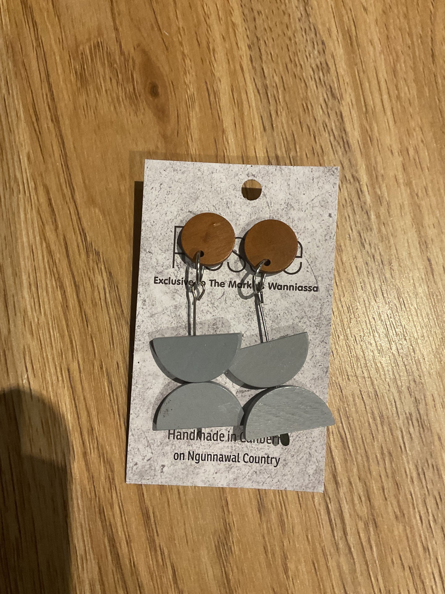 *Earrings Wooden Geometric Silver Dangles