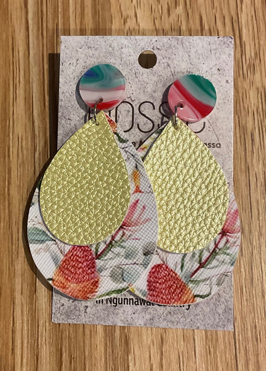 *Earrings Floral and Gold Dangles