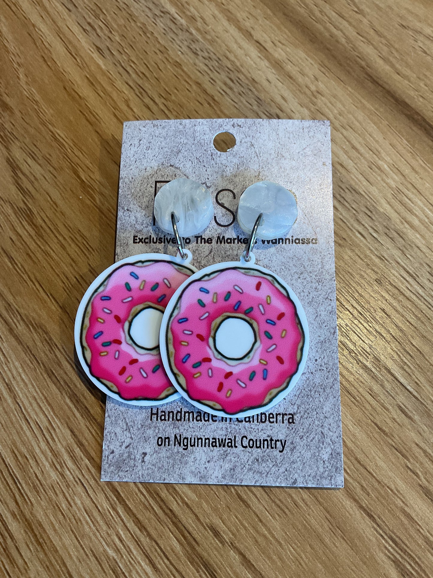 *Earrings Pink Doughnut Dangles