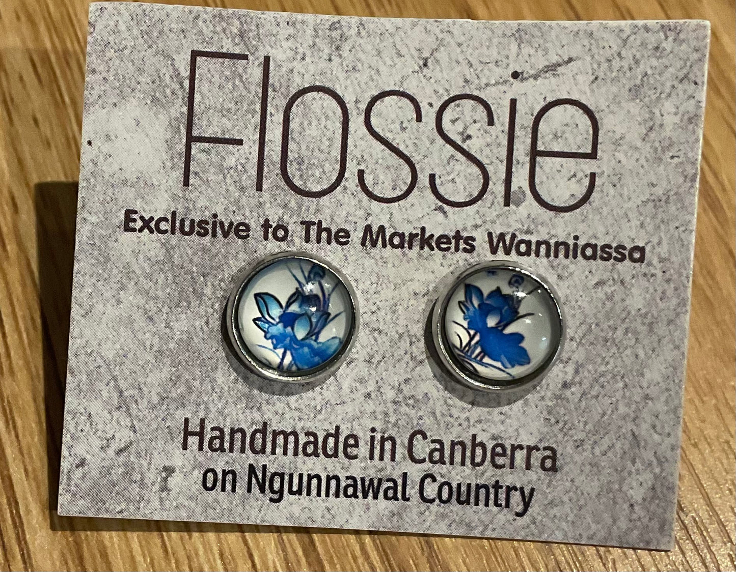 *Earrings Printed Glass Dome Studs