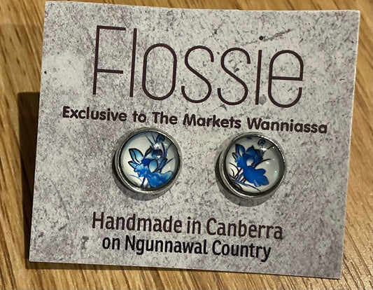 *Earrings Printed Glass Dome Studs