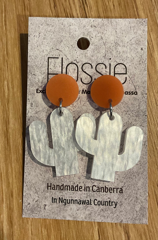 *Earrings Acrylic Pearl Cactus Dangles