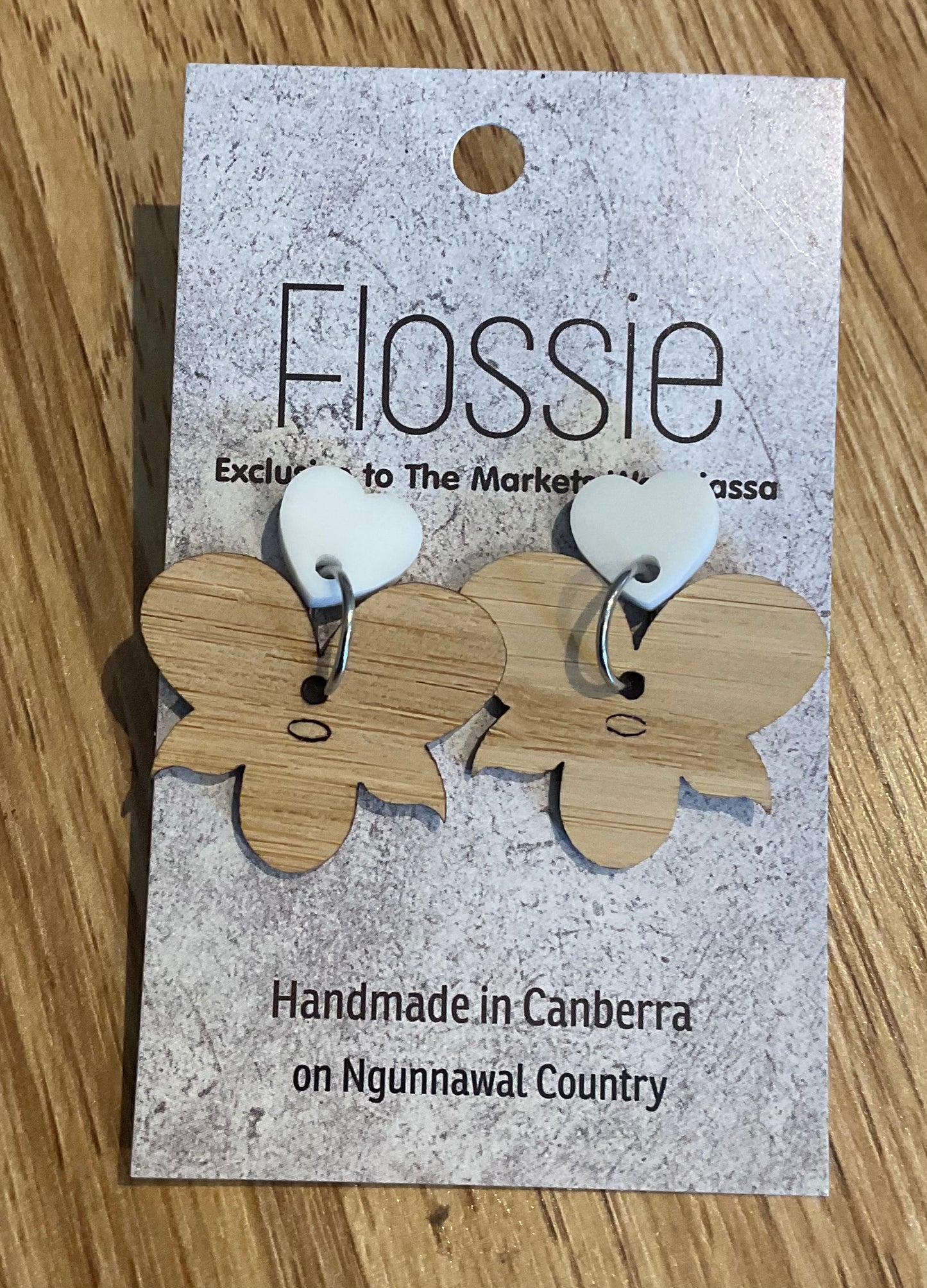 *Earrings Wooden Flower Dangles