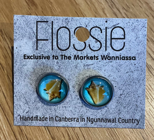*Earrings Ocean Shell Dome Studs