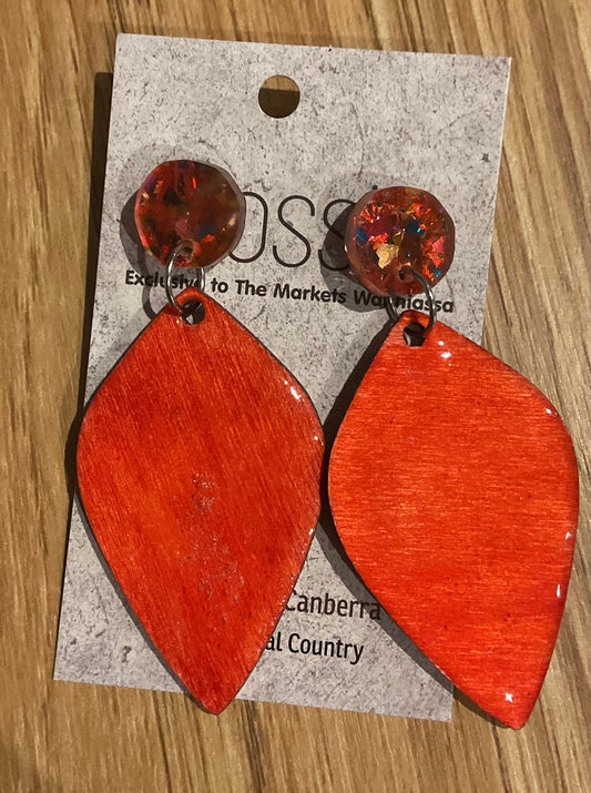 *Earrings Hand Painted Orange Resin Dangles