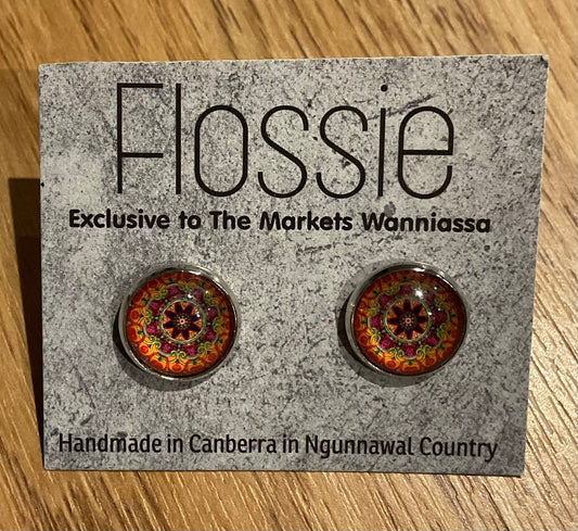 *Earrings Mandala Glass Studs