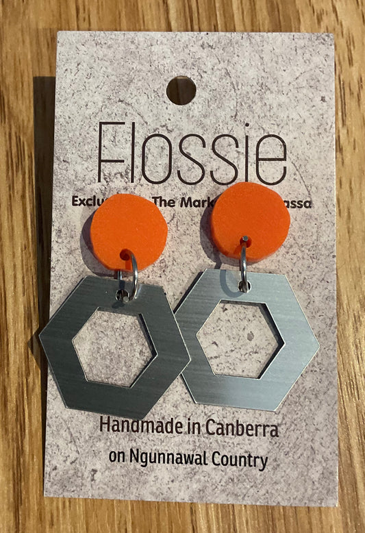 *Earrings Silver Hex Dangles