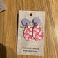 *Earrings Vinyl Pink Bunnies Dangles