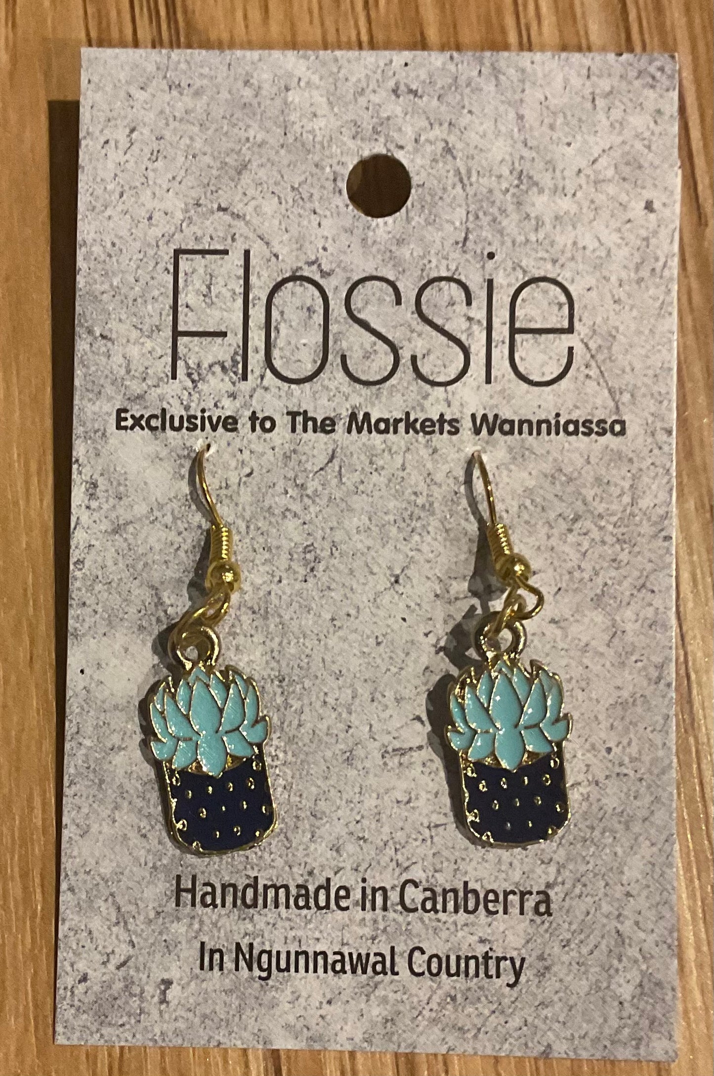 *Earrings Gold Plated Cactus Dangles