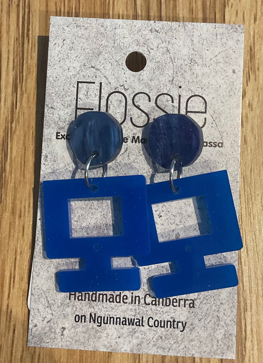 *Earrings Acrylic Blue Computer Monitor Dangles
