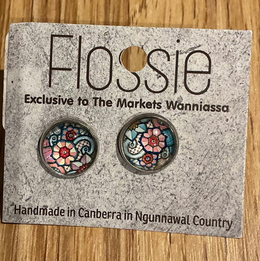 *Earrings Pink Bloom Glass Studs