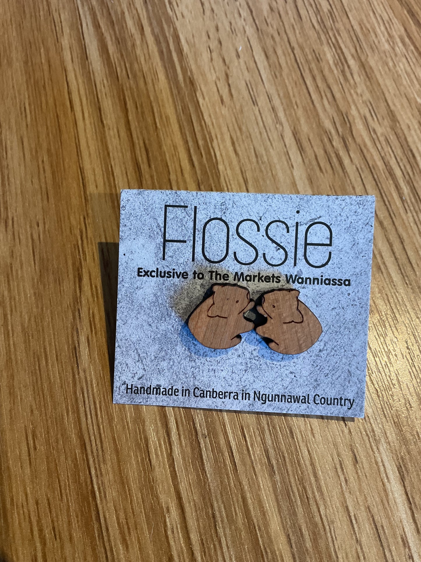 *Earrings Wombat Wooden Studs