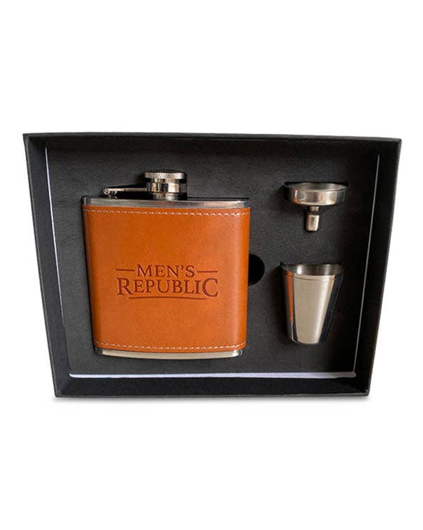 Men's Republic Hip Flask, Funnel and 2 Cups