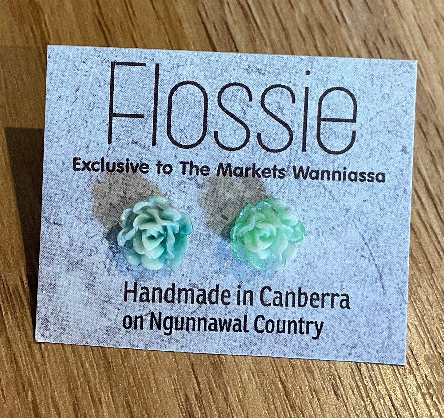 *Earrings Green Flower Studs