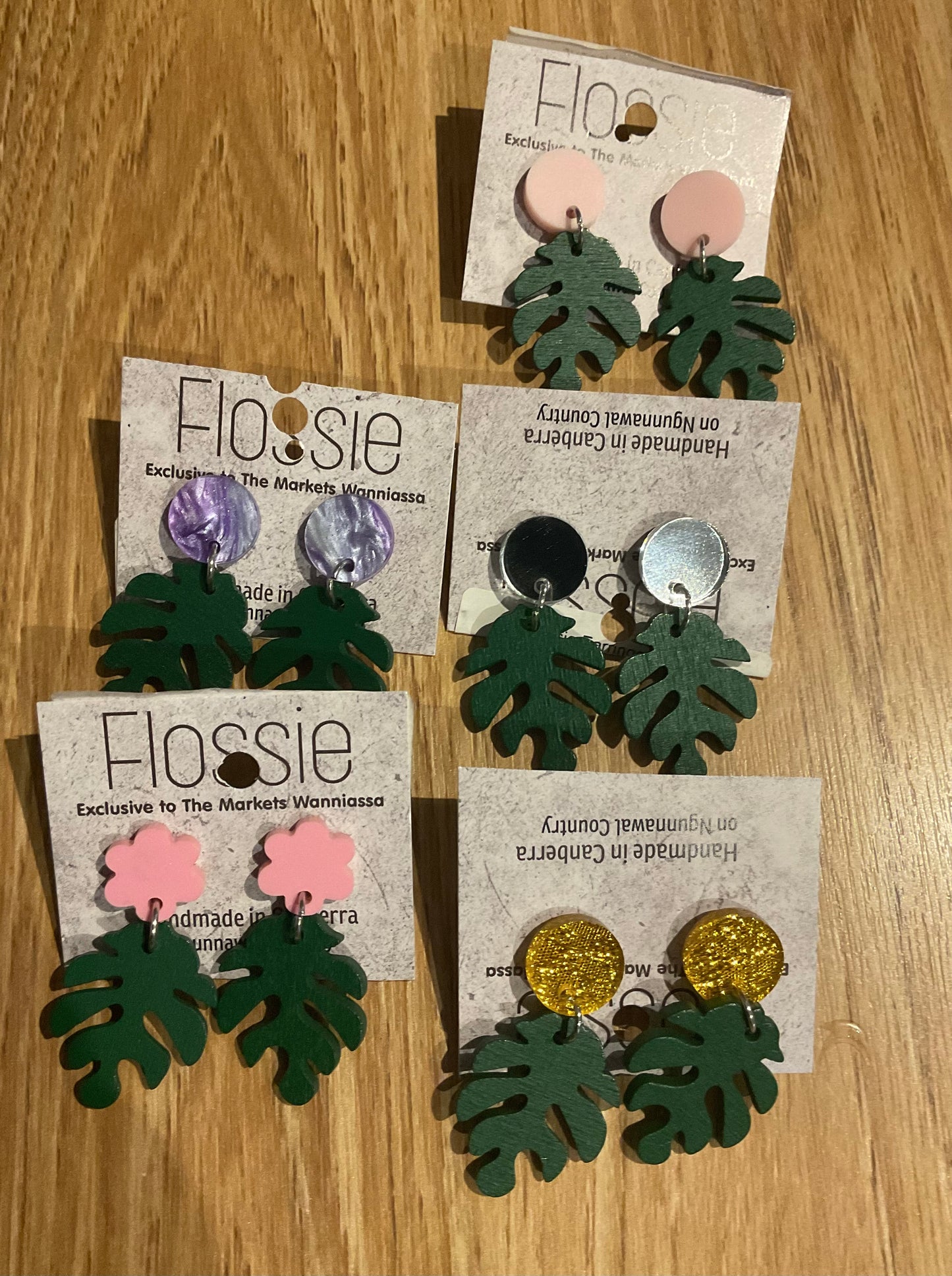 *Earrings Wooden Leaves Dangles