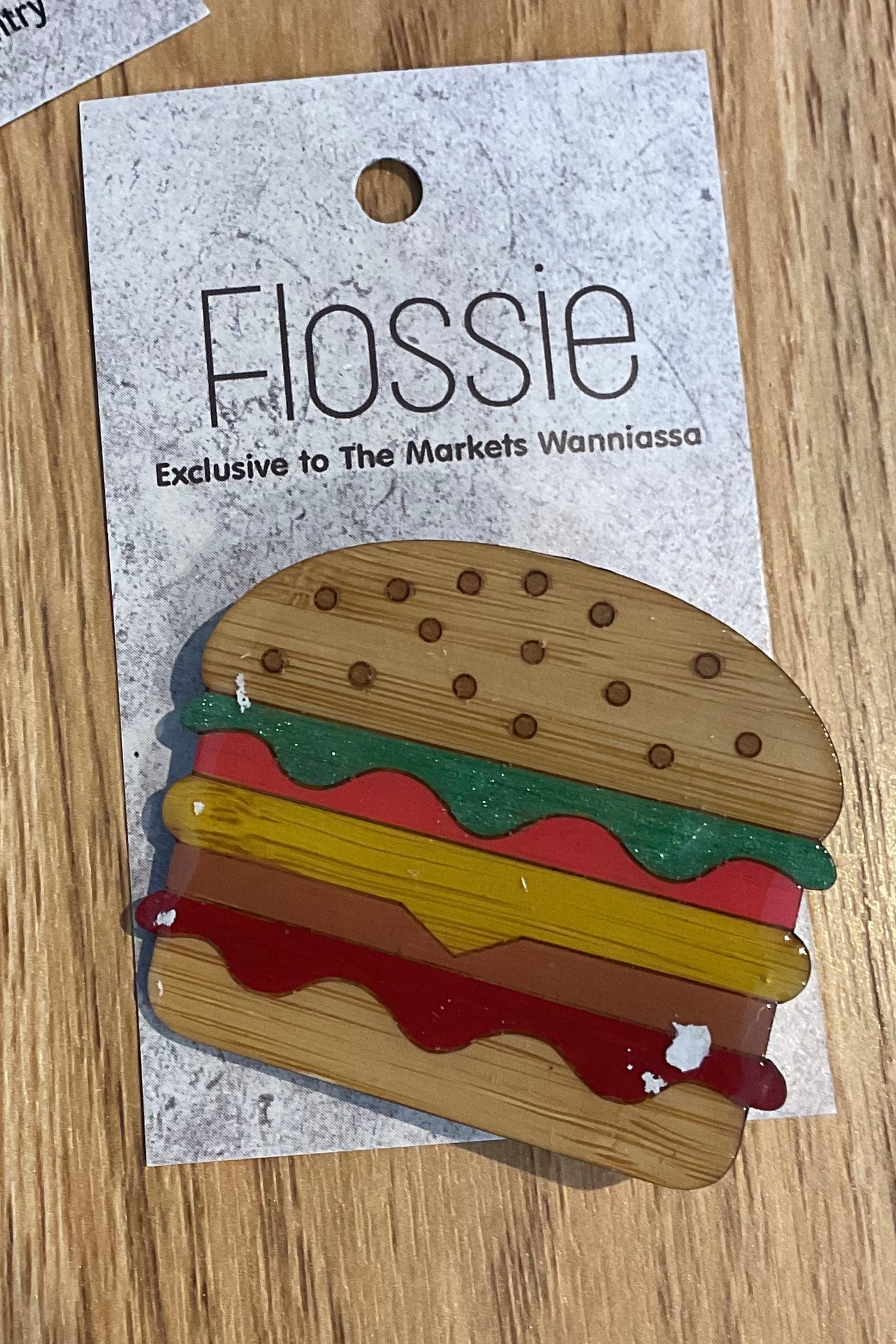 *Brooch Hand Painted Hamburger
