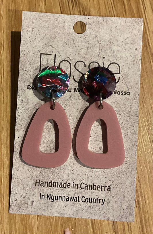 *Earrings Acrylic Dusky Pink Dangles