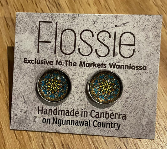 *Earrings Mandala Glass Studs