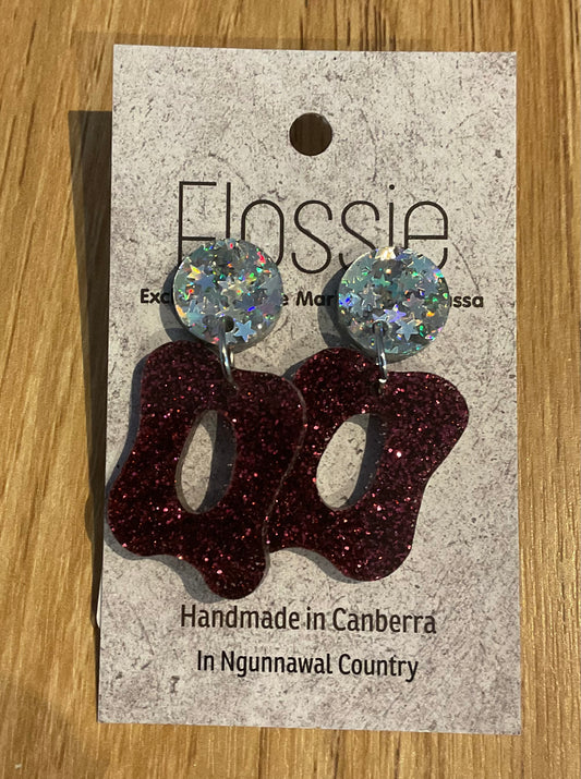 *Earrings Acrylic Pink Glitter Dangles