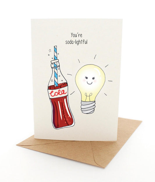 Greeting Card Punny Soda-lightful