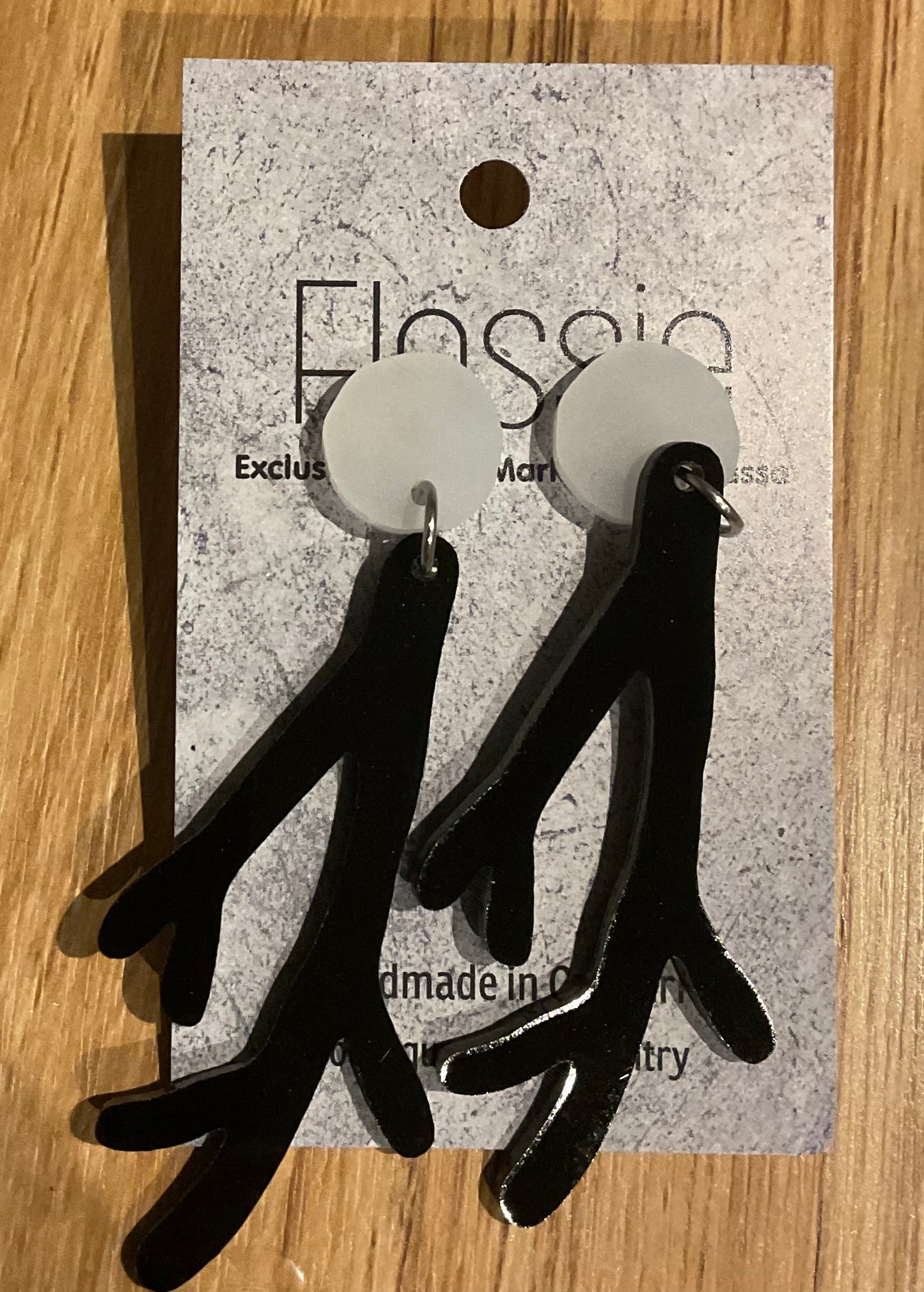 *Earrings Acrylic Black Antler Dangles