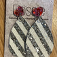 *Earrings Silver Striped Glitter Dangles