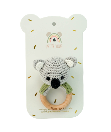 100% Cotton Crochet Ring Rattle - Ozzie Koala