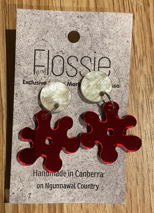 *Earrings Acrylic Brown Flower Dangles