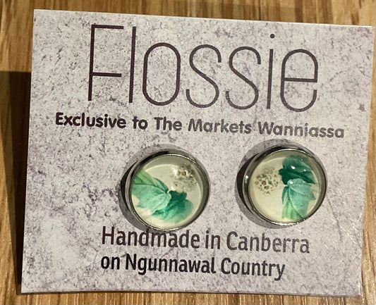 *Earrings Leafy Glass Studs